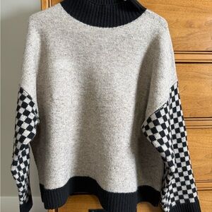 Black and Gray Checkered Women's Sweater